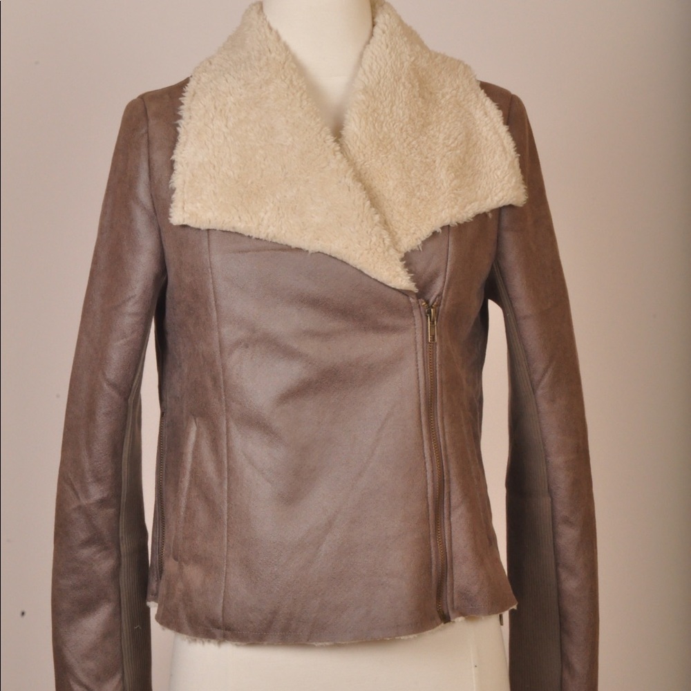 Faux Leather Sheepskin Jacket